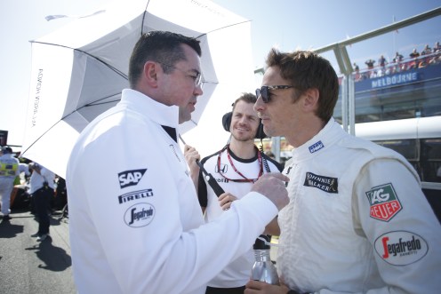 "Boullier (left) knows a tough year is ahead." © McLaren-Honda Formula 1 Team.