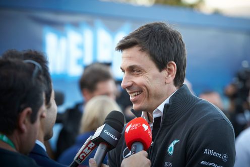 Toto Wolff was certainly pleased with the result. © MERCEDES AMG PETRONAS.