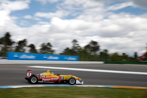 Giovinazzi (seen here during Free Practice) took his first 2015 win on Friday at Hockenheim. © FIA F3 Media Services.